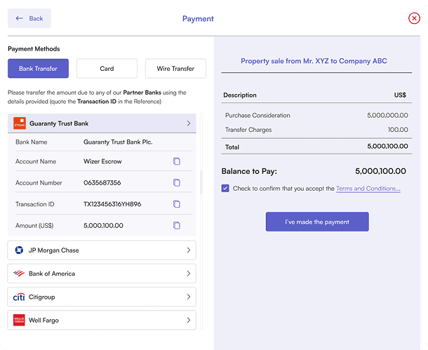 bank transfer