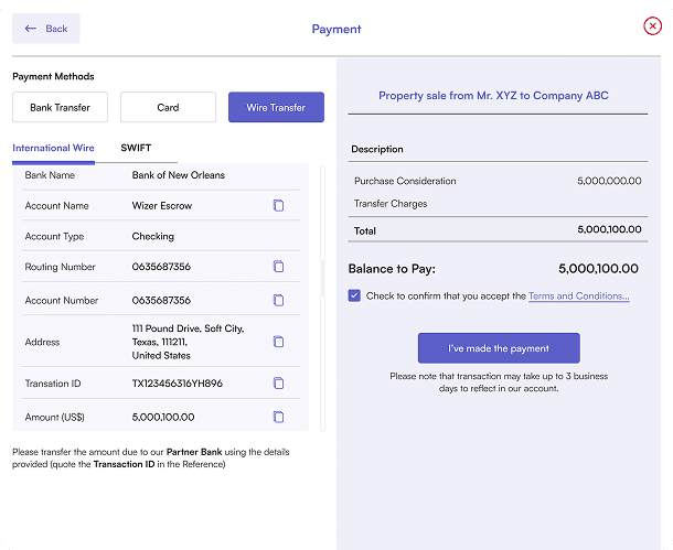 bank transfer
